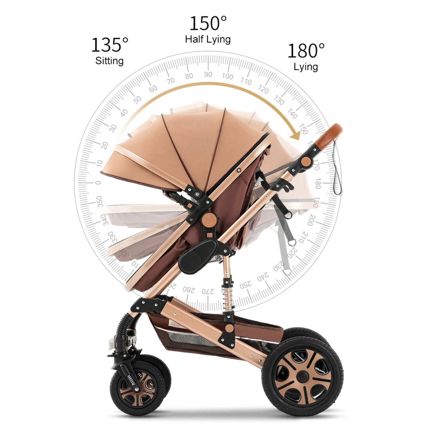 Baby Stroller Combo Car Seat,Baby Travel System with Isofix Base,Baby Carriage 3in1 Reversible Foldable Standard Stroller