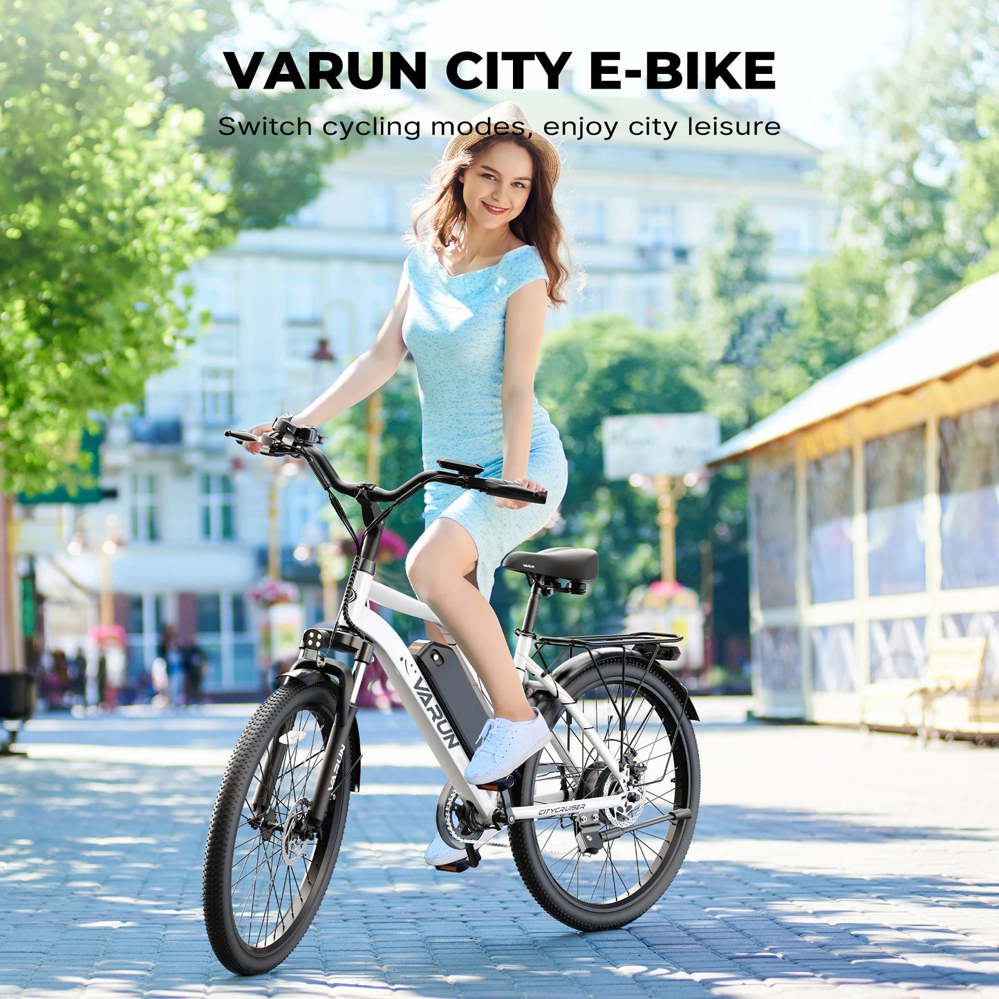 VARUN CITY CRUISER Electric Bicycle 500W Motor Adult E-Bike 48V 7.8AH Battery Women Electric Bike 26 lnch Tire Mountain E-Bike