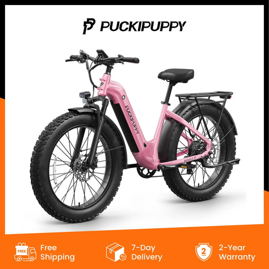 PUCKIPUPPY Electric Bike for Adults 960W 48V 15AH Max 28MPH Off-Road Ebike 26" Fat Tire Electric Mountain Hunting Bike