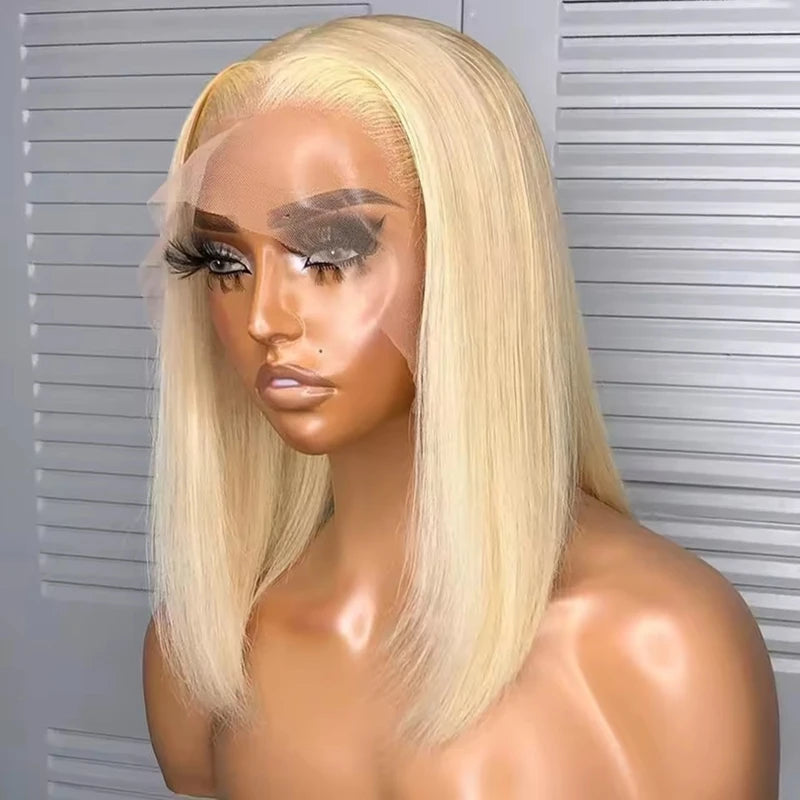Blonde Bob Wig 613 Human Hair Wig Short 613 Bob Lace Frontal Wig 13x4 Straight Bob Human Hair Wigs #613 Colored Human Hair Wigs