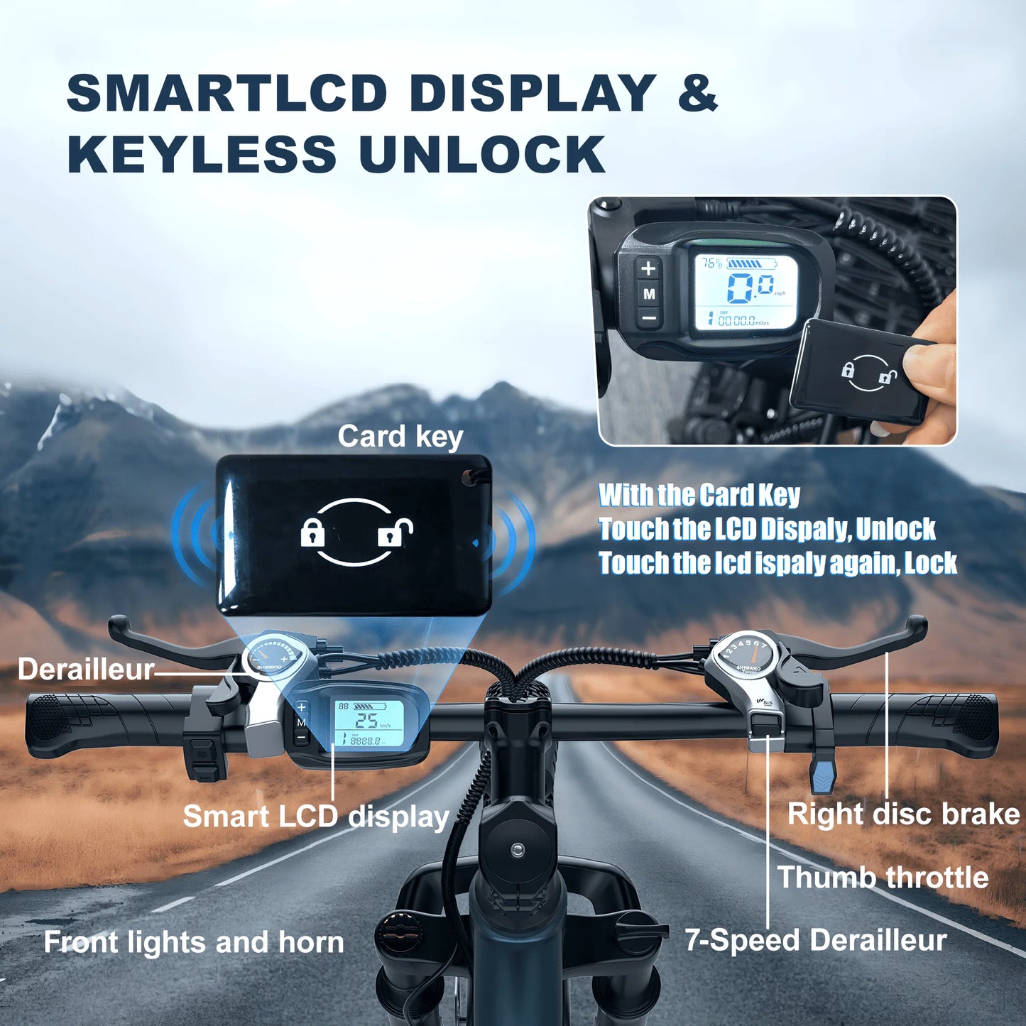 26'' Electric Bike for Adults,750W Peak Motor Mountain Ebike,25MPH Up to 40Miles,7-Speed,Shock Absorbers,Commuter E-Bike
