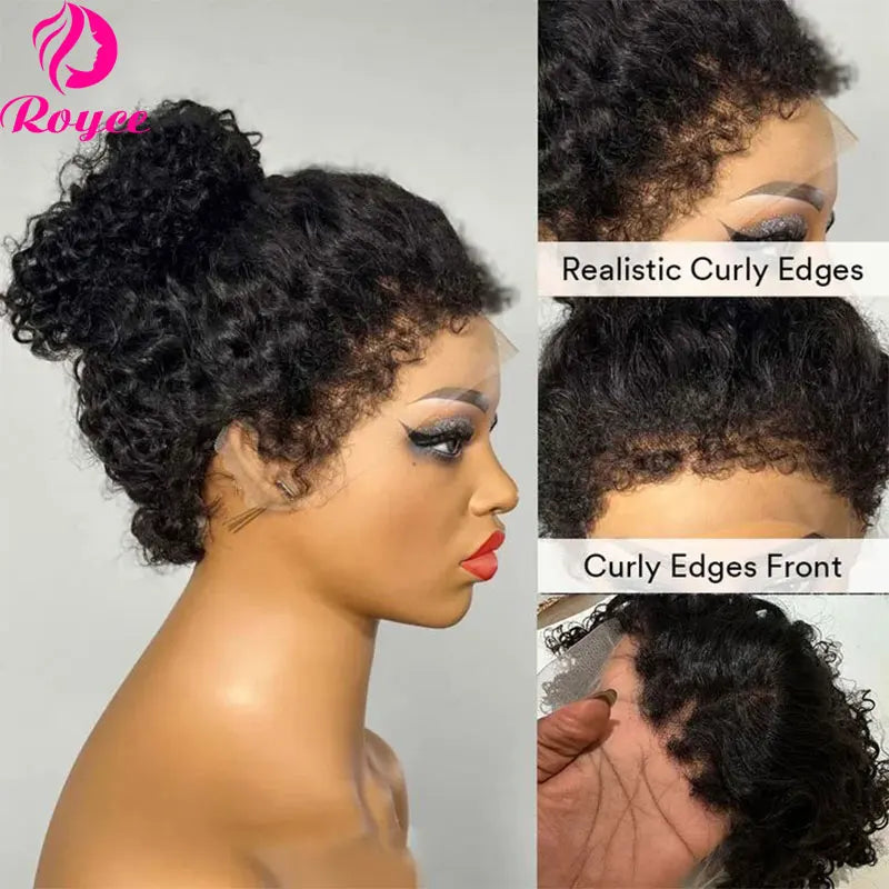 Kinky Curly Edged Short Bob Human Hair Wigs 13x4 Transparent Lace Front Wigs For Women Human Hair Remy 4x4 Closure Soft Bob Wig