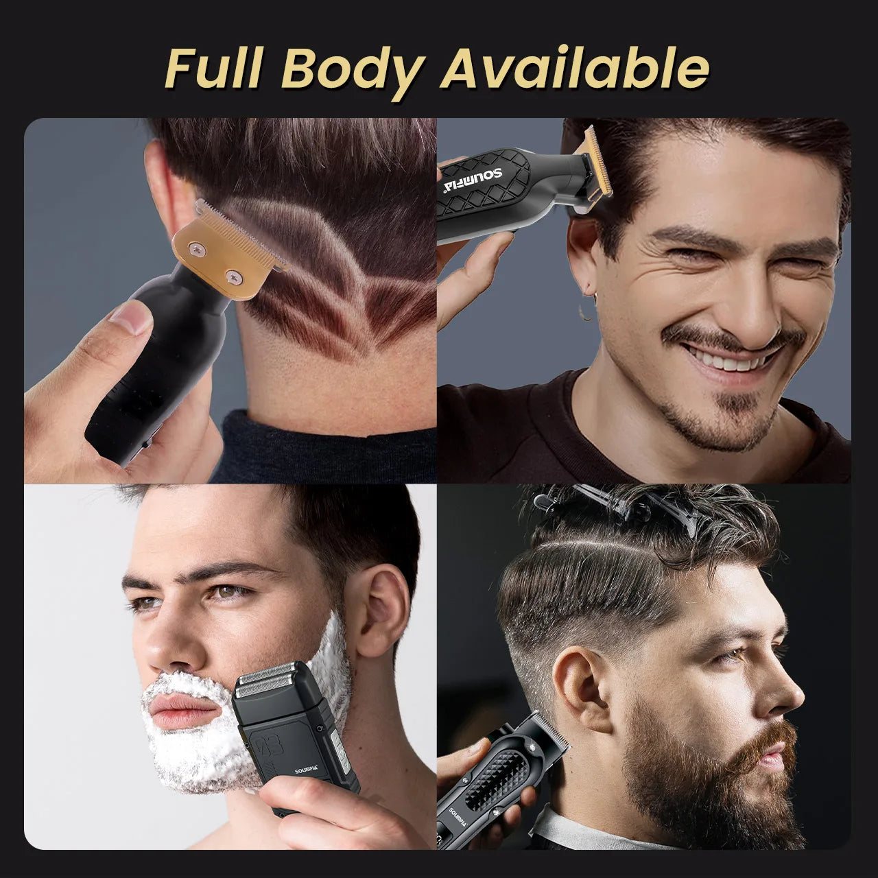 Solimpia Professional Hair Clipper 3-piece Set for Men Rechargeable Cordless Barber Clippers for Wet/Dry Hair Cutting
