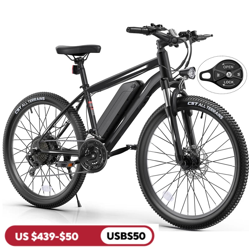 27.5" Electric Bike for Adults, with 500W Peak Motor,499.2WH Removable Battery, Suspension Fork, 21 Speed Gears