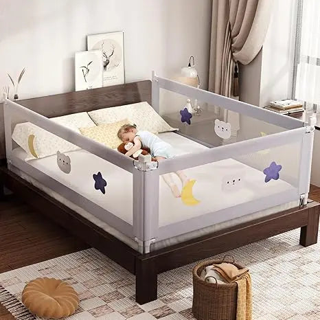 Bed Rail for Toddlers - (3 Pack) Toddler Bed Rails with Double Child Lock, Bed Rail for Baby Kids with Pattern, Infants Height