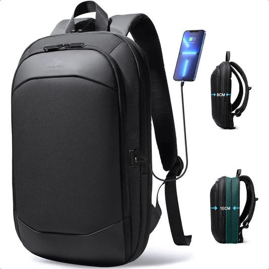 Busin Backpack for Men 17 InchSlim Expandable Waterproof Travel Laptop Backpack with USB Charger Port AntiTheft Lightweight Lar