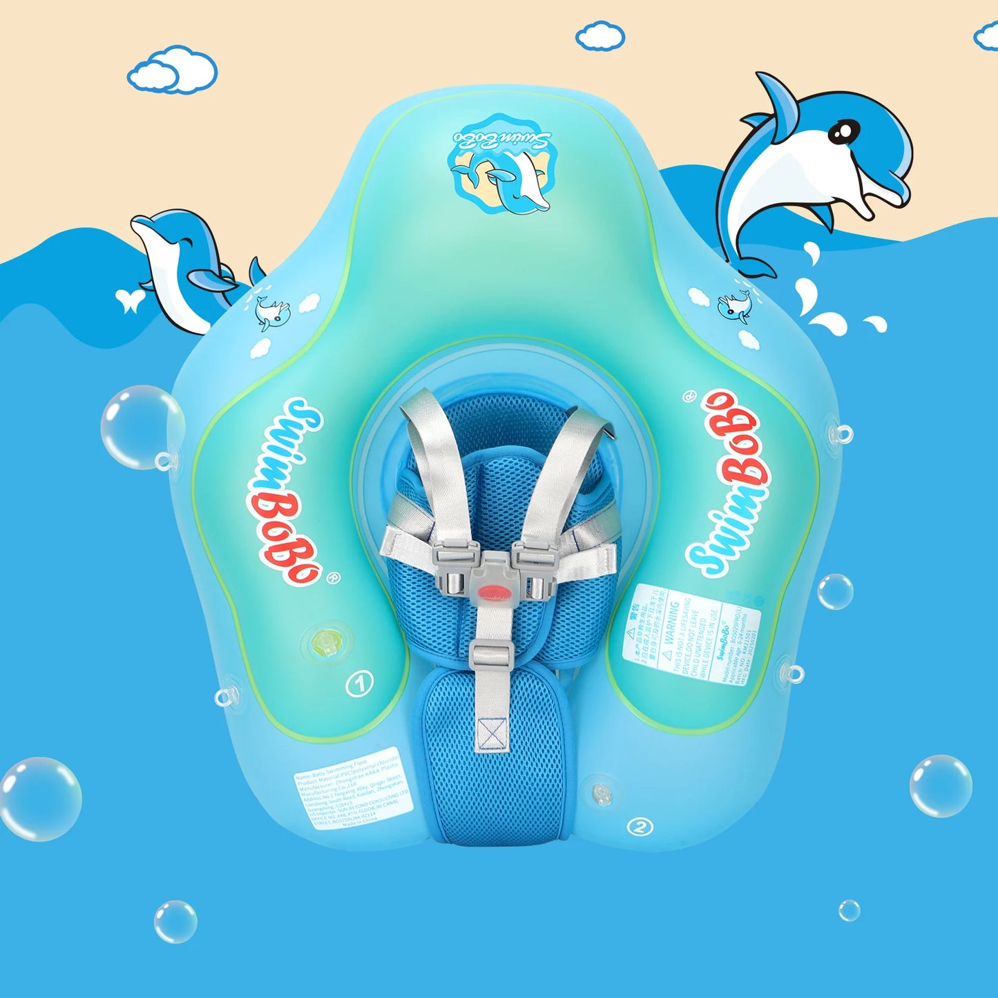 Swimbobo New Upgrades Mesh More Safety Soft Ventilate Seat Pocket Baby Inflatable Swimming Floating Kids Ring Circle Summer Toys