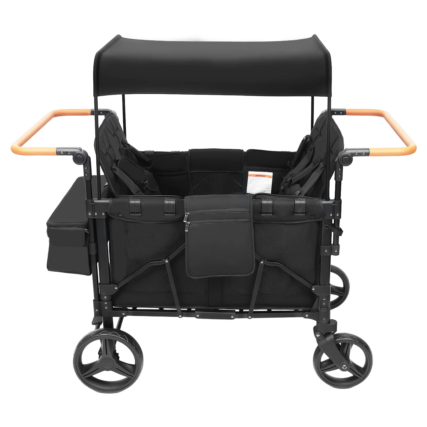 4 Seat Baby Wagon Stroller with Lockable Wheels, Extra Long Foldable Pushchair with Adjustable Handle for Beach/Park