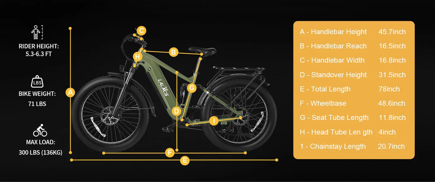Lacros Thunder adult E-bike，750W city ebike，48V20AH Electric Bicycle，26 Fat Tire E-Mountain bike