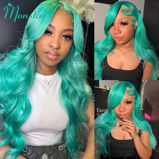 Mint Green Body Wave Human Hair Wigs Brazilian Raw Hair 613 Hd Lace Frontal Wig 13x6 Colored Lace Front Wig Human Hair 200% 250%