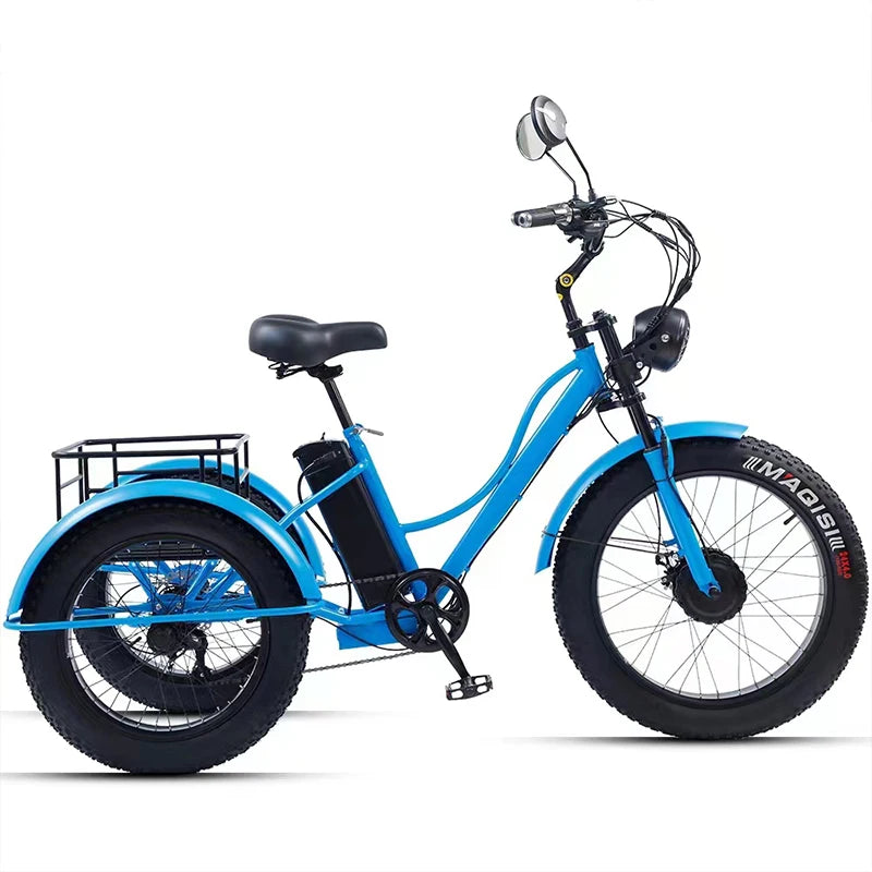24 inch Adult Electric Cargo Tricycle bike 3 wheel Fat tire bicycle scooter motorized electric tricycles E trike for transport