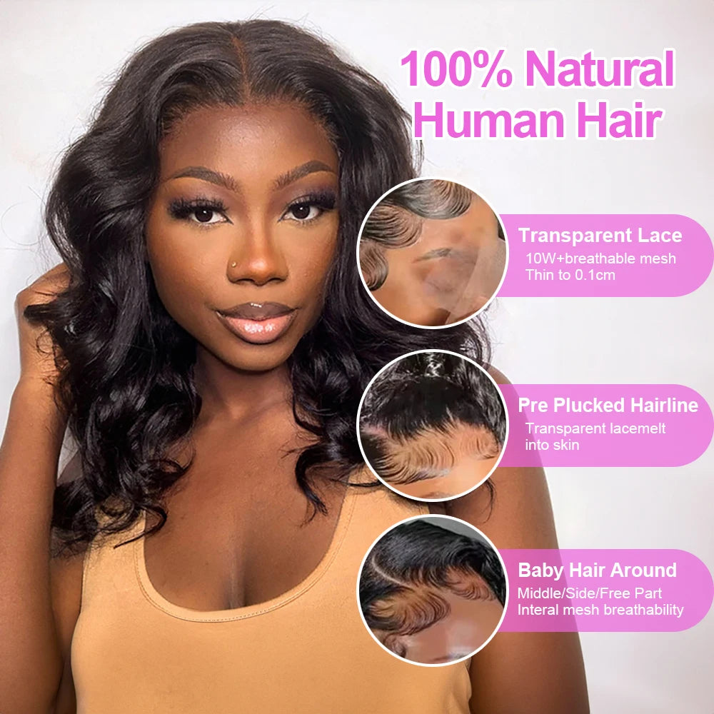 5X5 4X4 Glueless Body Wave Bob Wigs 13X4 13x6 HD Lace Frontal Wig 100% Human Hair Natural Wave Wig Short Bob Wigs of Women