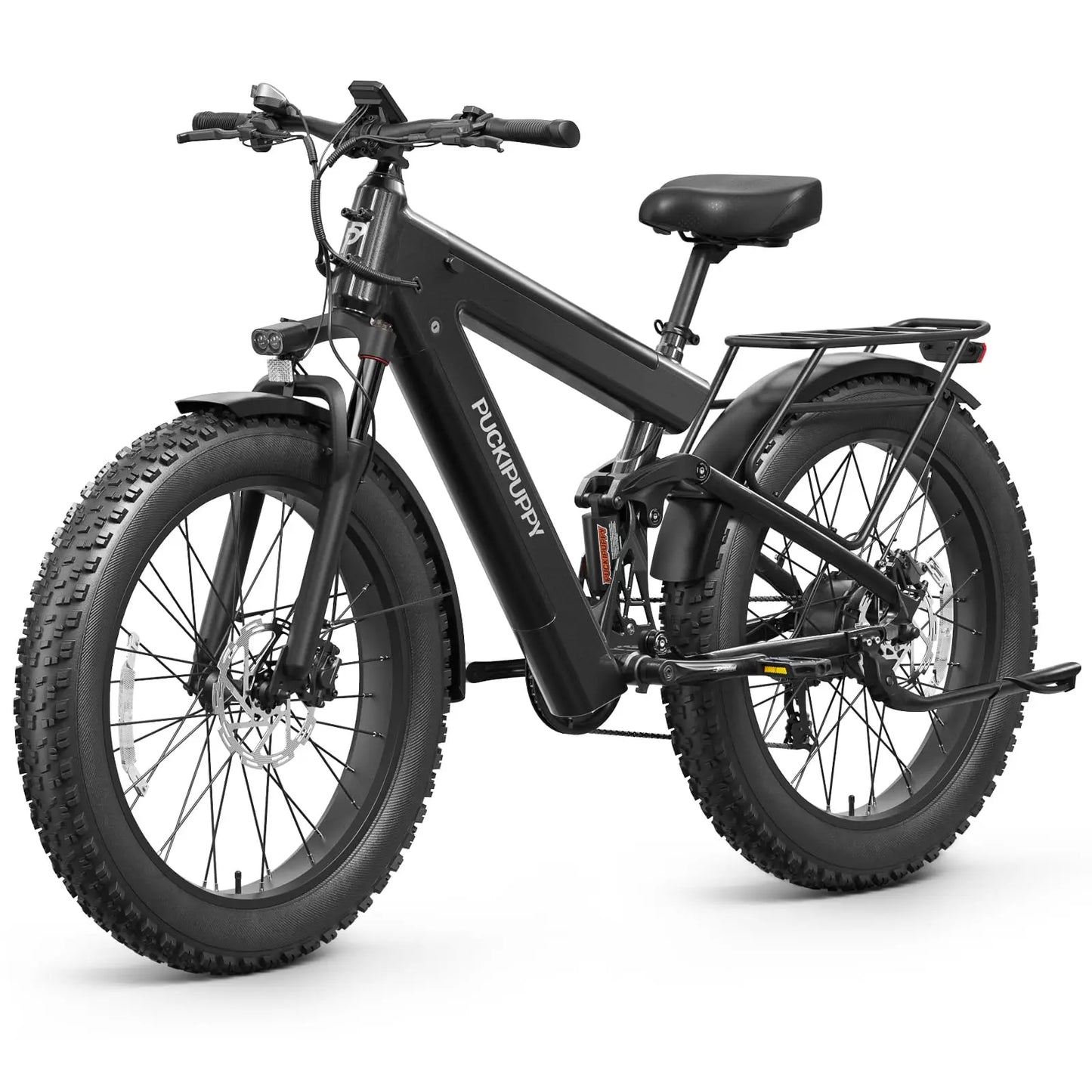 PUCKIPUPPY Dual Battery Electric Bike for Adults 1350W 48V 30AH Ebike 26" Fat Tire Full Suspension Electric Mountain Bike