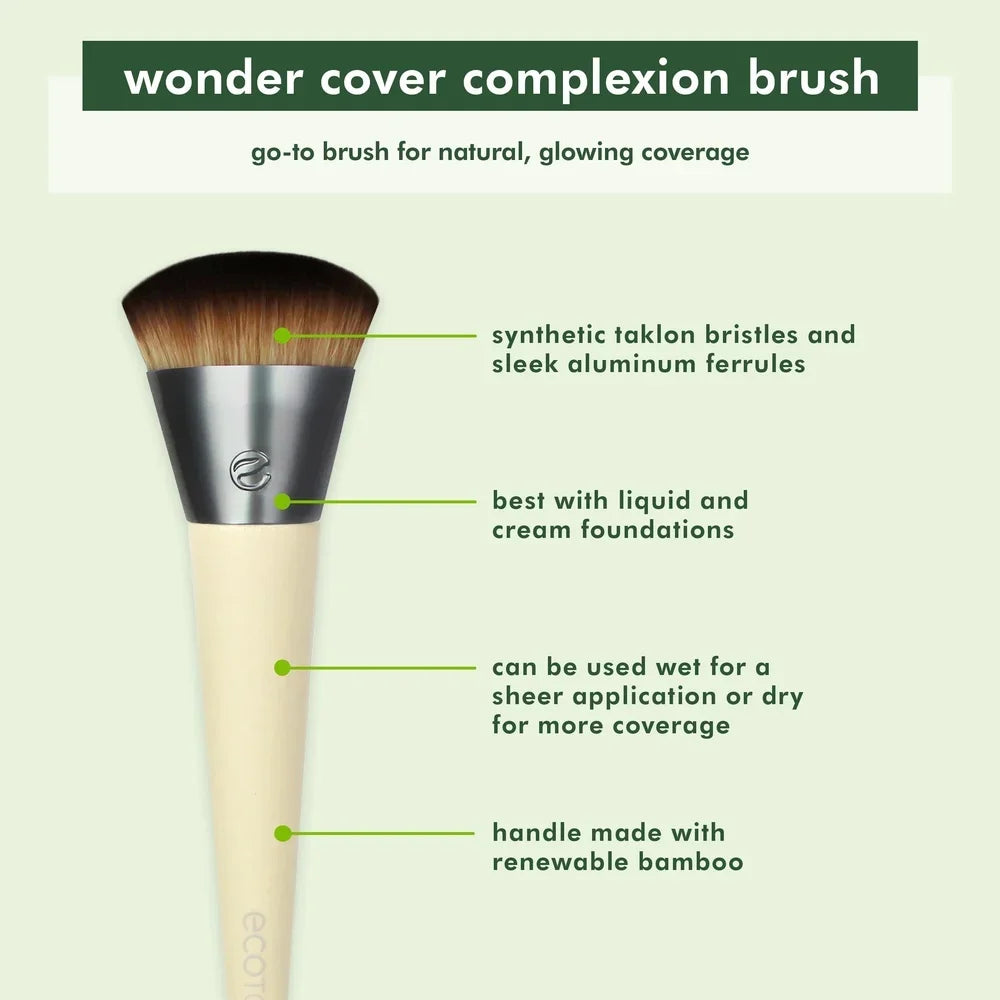 Wonder Cover Foundation Brush Oval Shape Blending Brush Liquid Cream Stick Makeup Application Sensitive Skin Eco-Friendly Bamboo