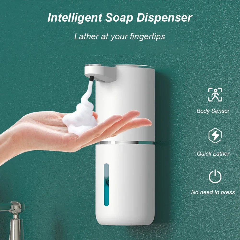 380ML Touchless Foam Soap Dispenser with Adjustable Foam Levels and Long Lasting Battery for Kitchen and Bathroom Use