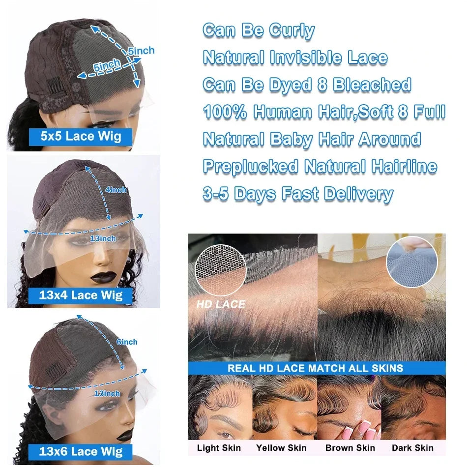 200 Density  5x5 Glueless Short Bob 13x6 HD Transparent Lace Front Wig 4x4 Body Wave 13x4 Lace Frontal Wavy  100 Human Hair Wigs
