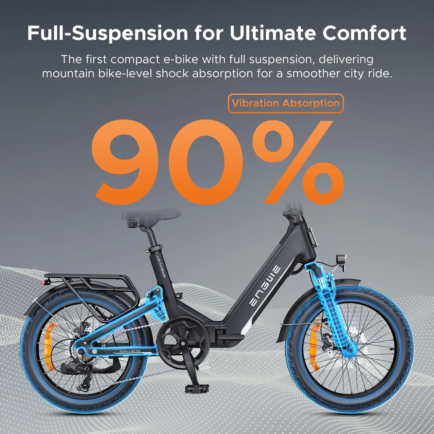 ENGWE L20 3.0 Boost Folding E-Bike 250W Motor 48V 13.5AH Electric Bicycle City Commuter 135KM Max Range Smart APP Electric Bike