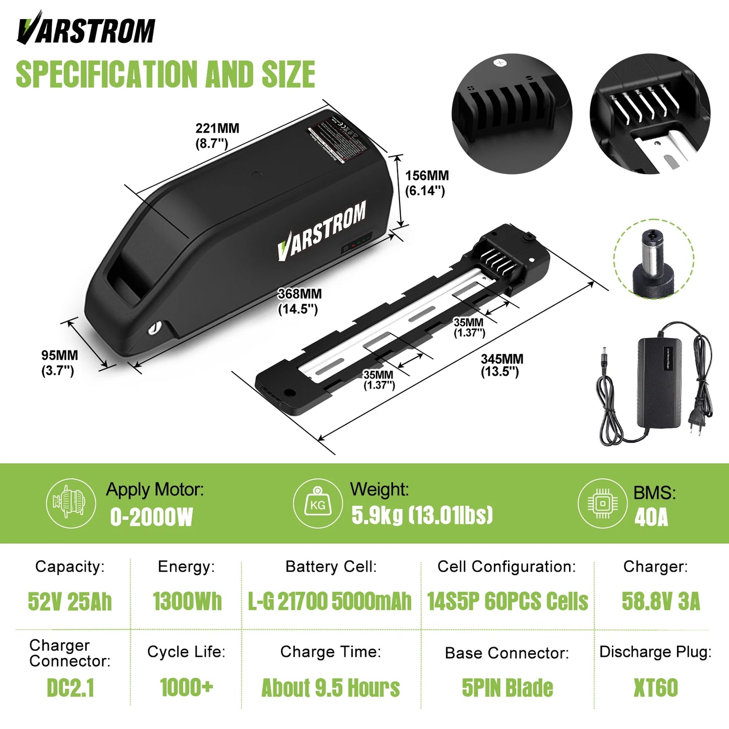 Electric Bike Battery Hailong 48V 36V 52V 20AH 30AH Downtube Pack with Original 21700 Cell 40A BMS for BBS02 TSDZ8 E-Bike Motor