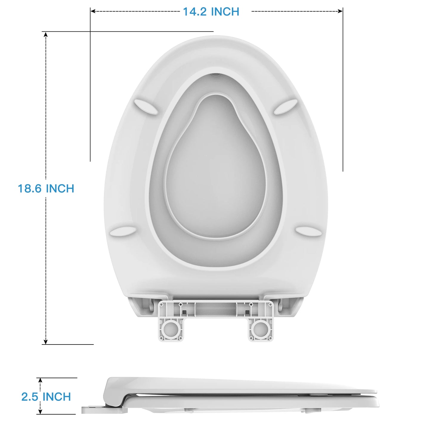 Elongated Toilet Seat with Built in Potty Training Seat Magnetic Kids Seat and Cover, Slow Close Fits Both Adult and Child