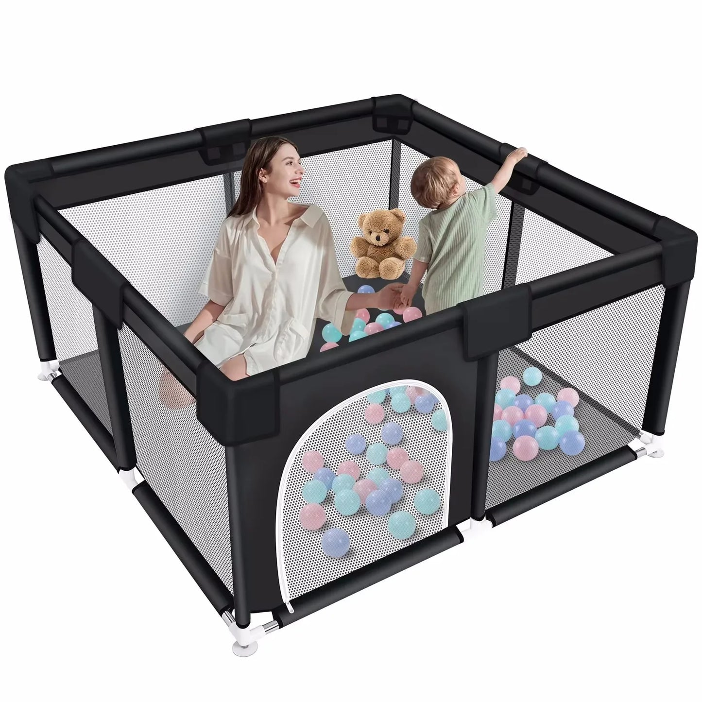 ANGDUO Square Baby Playpen Large 50*50 Inch Safet Baby Activity Fence Safety Baby Playard For Boy Girl Indoor Outdoors Usage