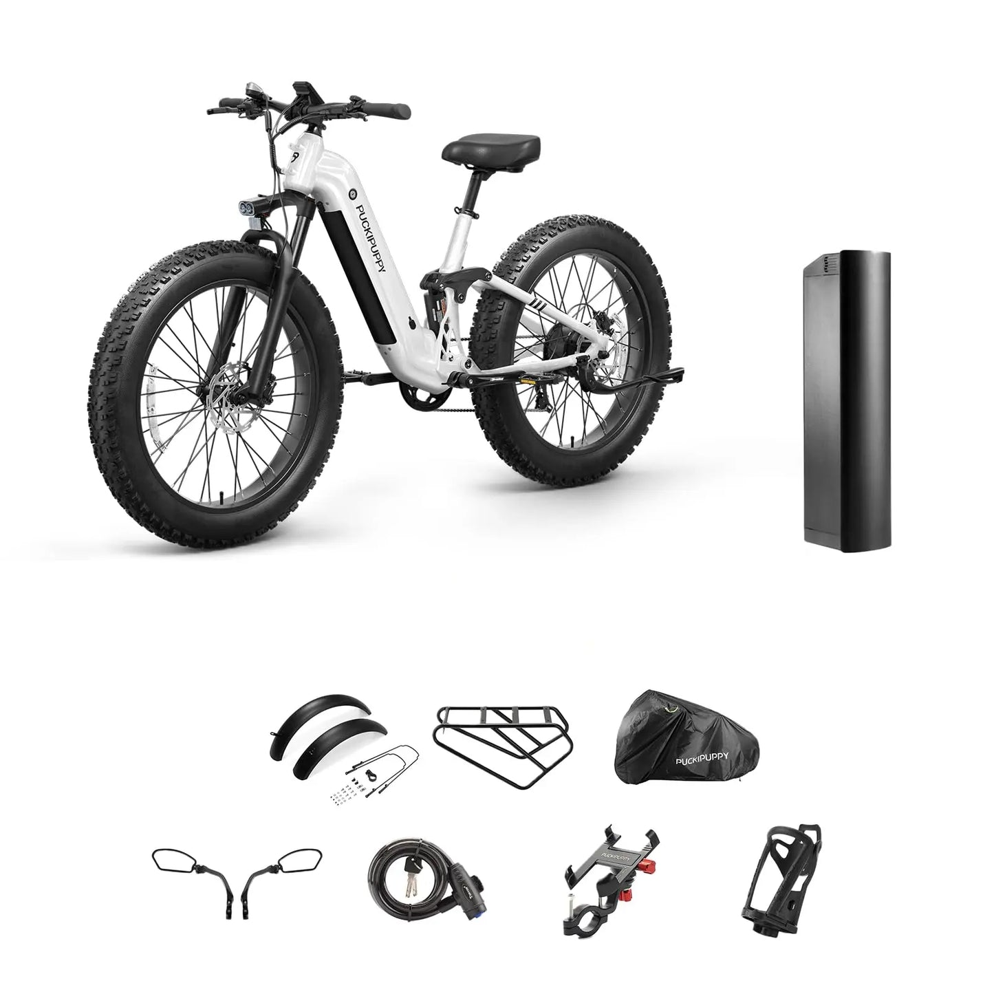 PUCKIPUPPY Boxer St Electric Bike for Adults 960W 48V 20AH Electric Bicycles with Luxury Accessory Pack and Extra 15Ah Battery