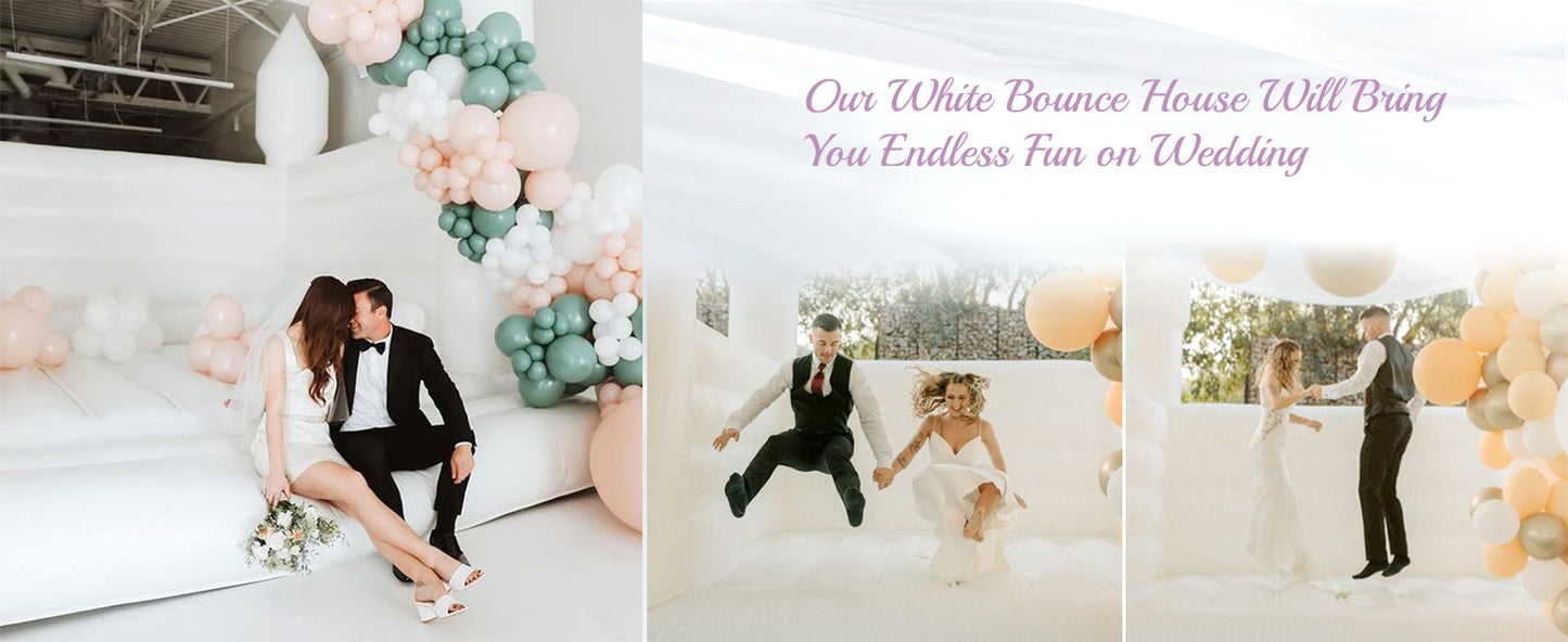 US Stock Inflatable White Bounce House PVC Inflatable Bouncy Castle/Moon Bounce House/Customization Party Wedding Bouncer Jumper
