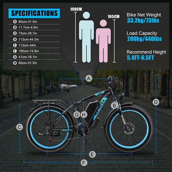 KETELES k800 dual motor electric bike 2000W adult electric mountain bike, 17.5AH/23AH battery, 21 speeds, hydraulic brakes, 26''